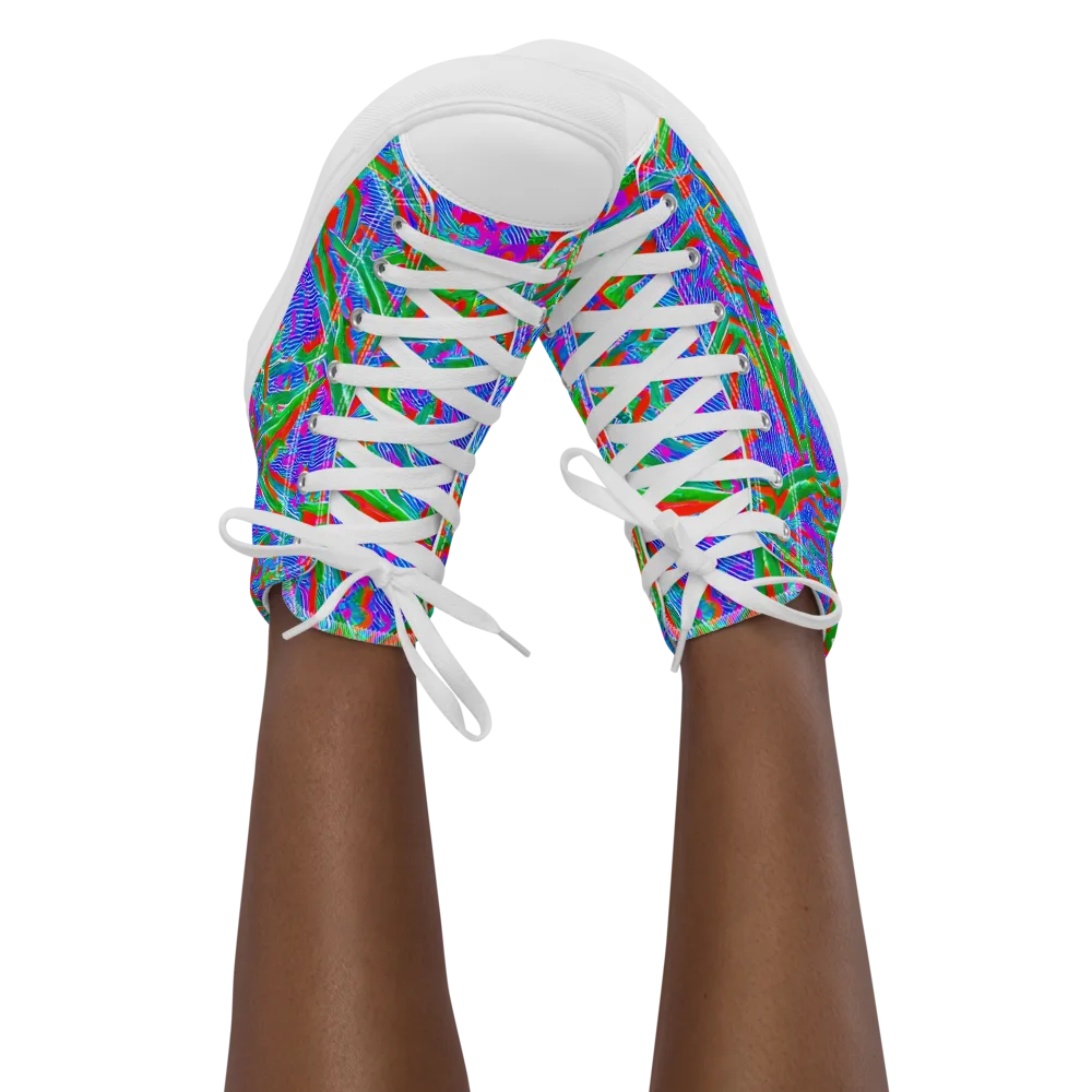 Acid Comet on Women's High Top Canvas Shoes — Front