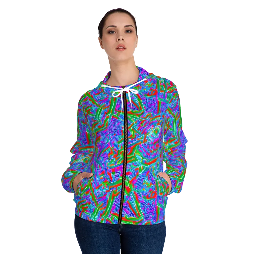Acid Comet on Women's Full-Zip Hoodie — Front On Person