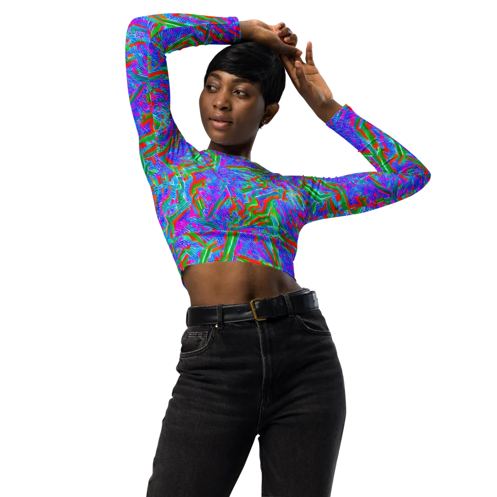 Acid Comet on Long Sleeve Crop Top — Front