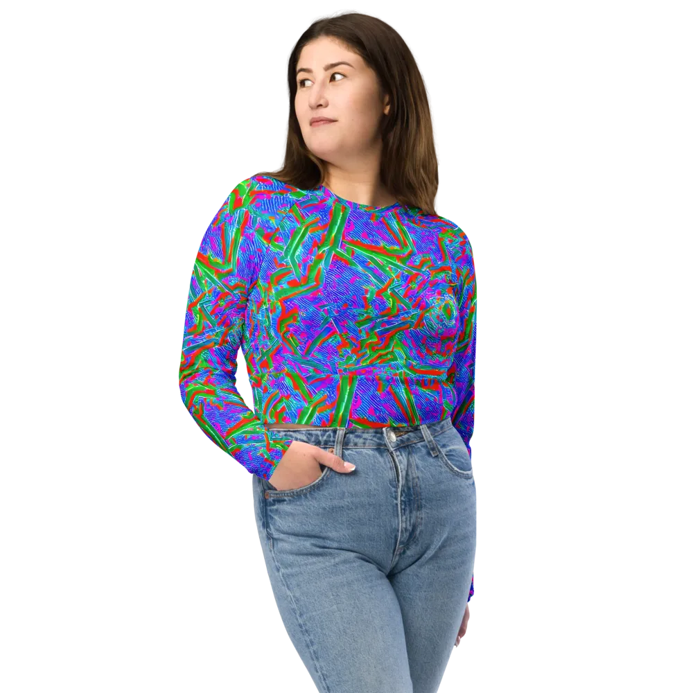 Acid Comet on Long Sleeve Crop Top — Front