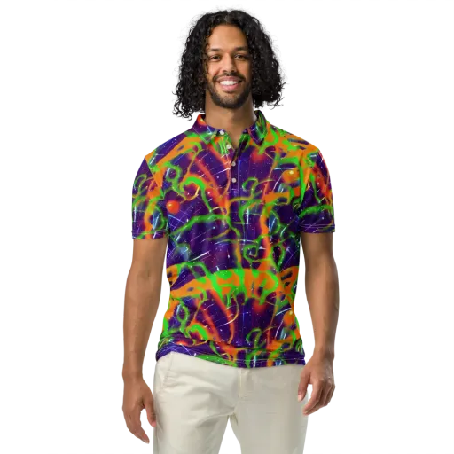 Galactic Acid on a Men's Slim Fit Polo Shirt