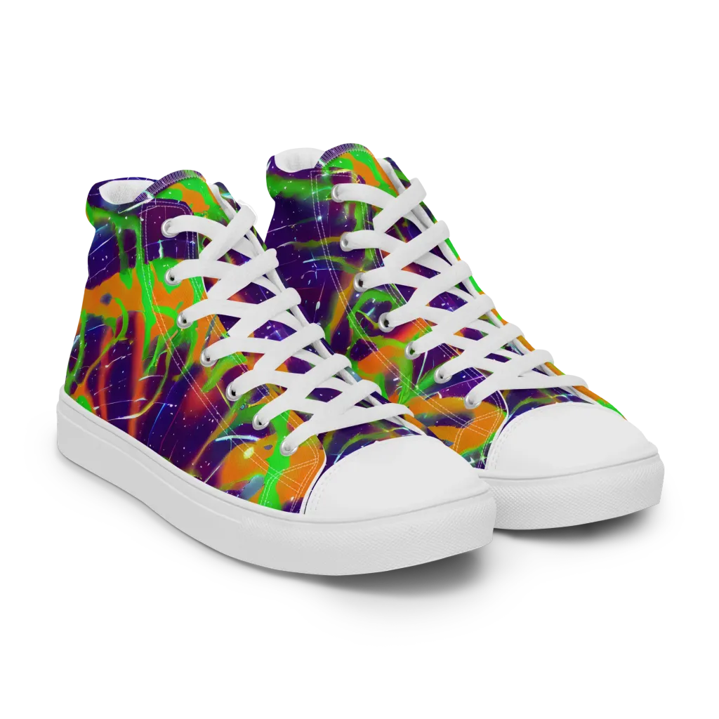 Galactic Acid on Men's High Top Canvas Shoes — Right Front
