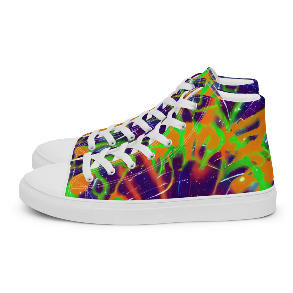 Galactic Acid on Men's High Top Canvas Shoes — Left