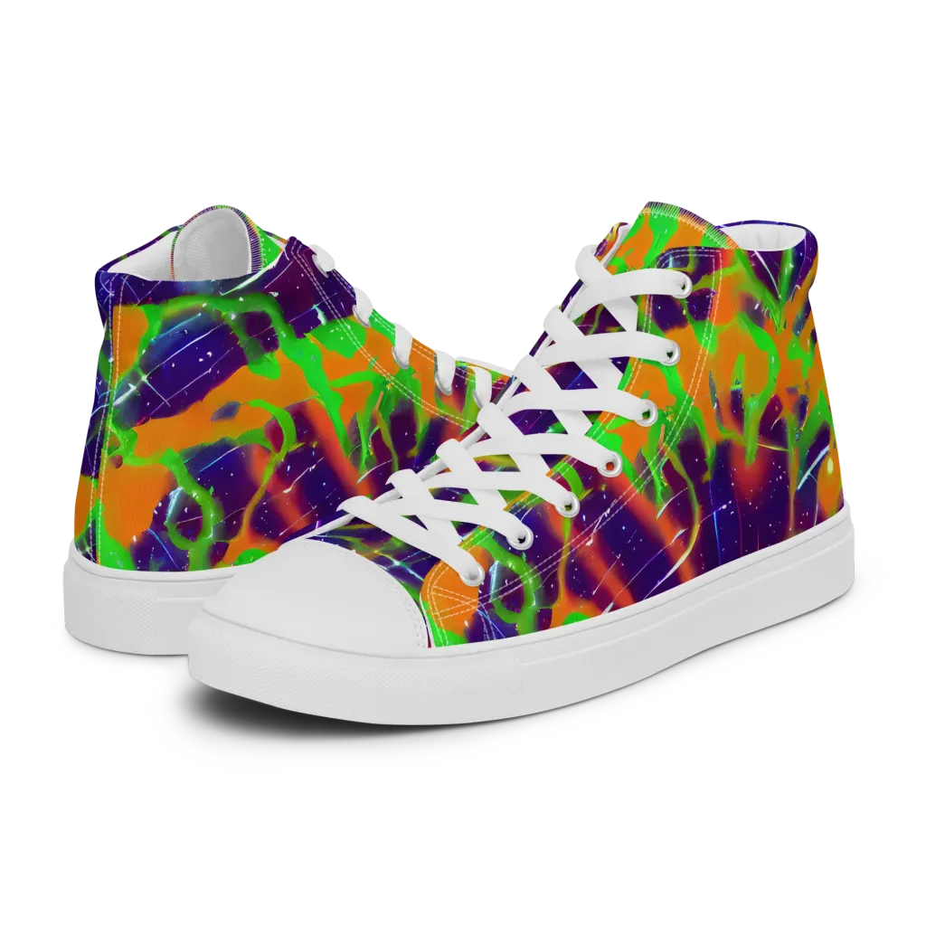 Galactic Acid on Men's High Top Canvas Shoes — Left