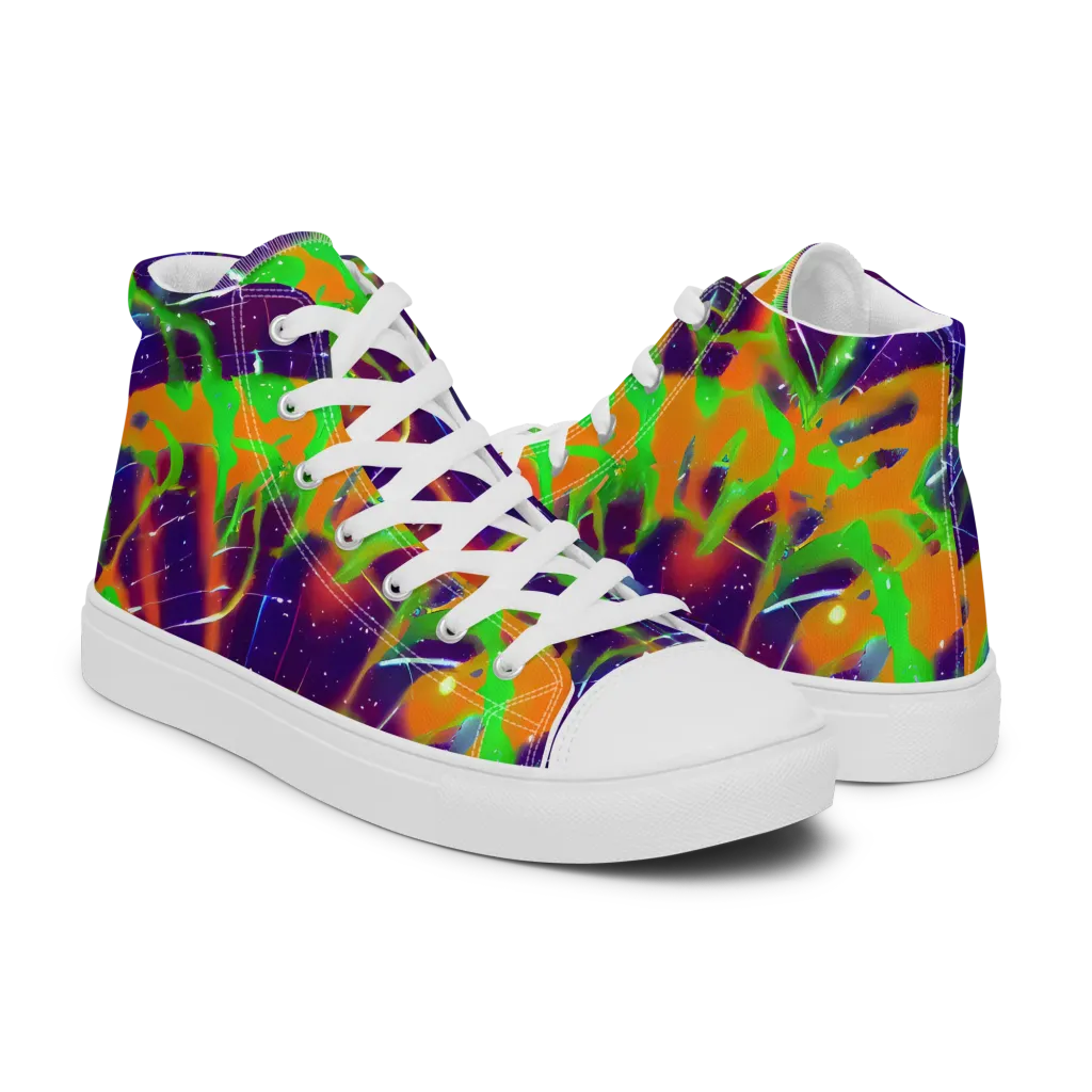 Galactic Acid on Men's High Top Canvas Shoes — Right