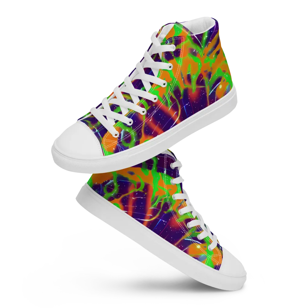 Galactic Acid on Men's High Top Canvas Shoes — Front