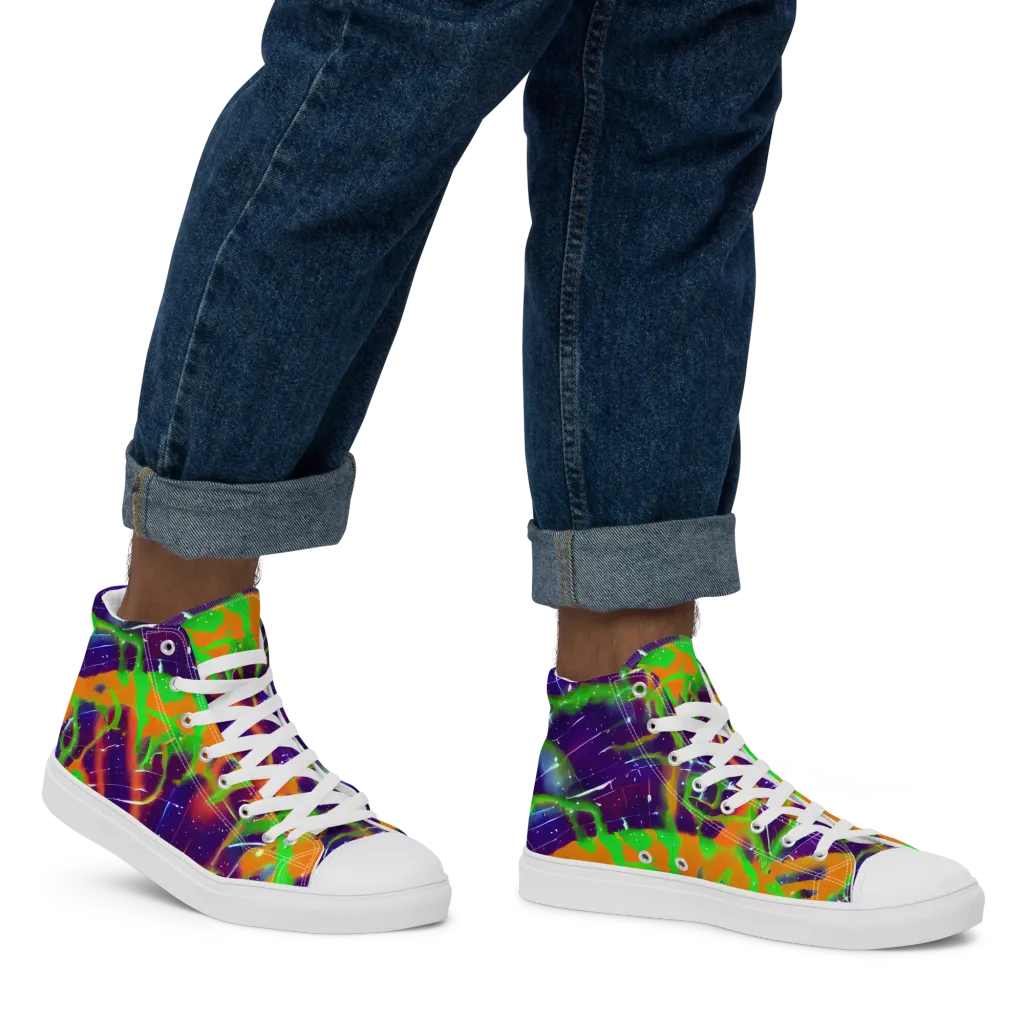 Galactic Acid on Men's High Top Canvas Shoes — Right