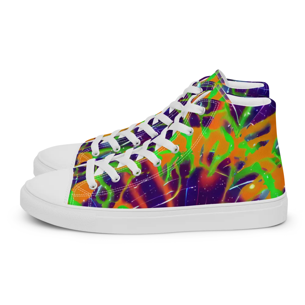 Galactic Acid on Women's High Top Canvas Shoes — Left