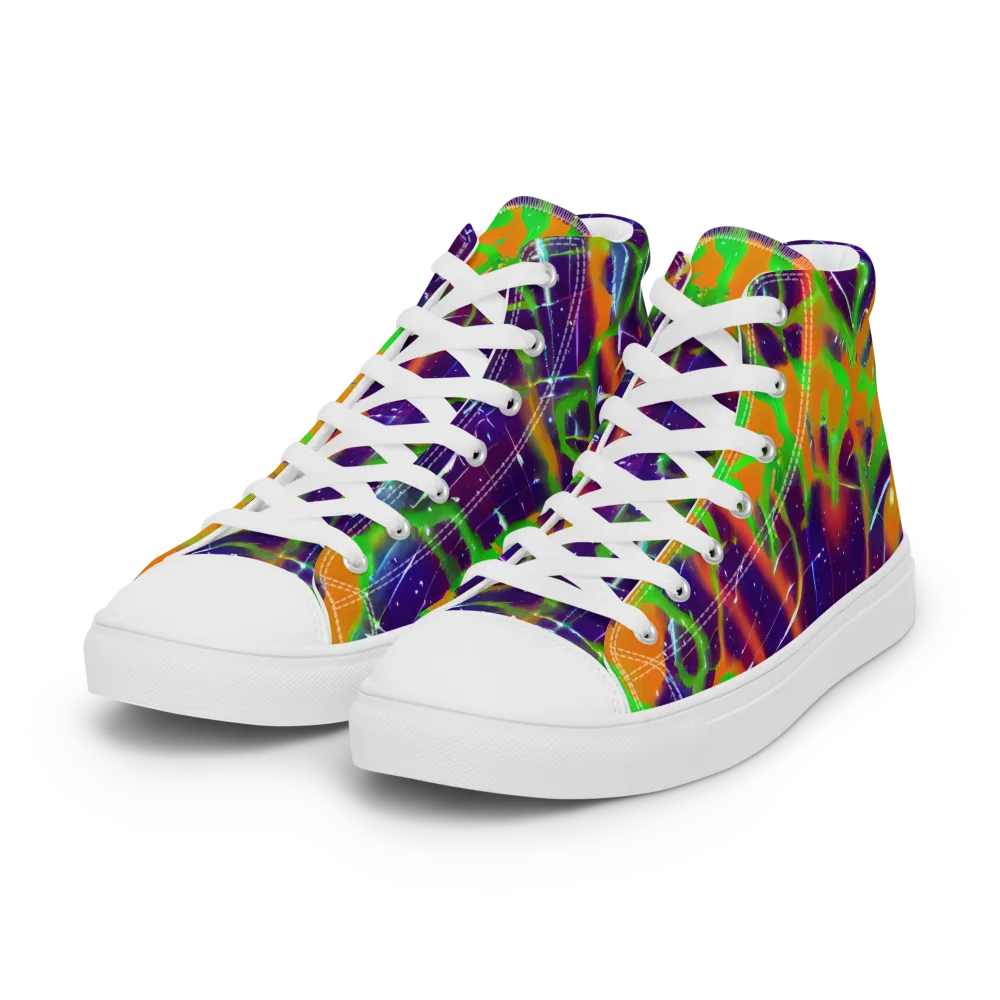 Galactic Acid on Women's High Top Canvas Shoes — Left Front