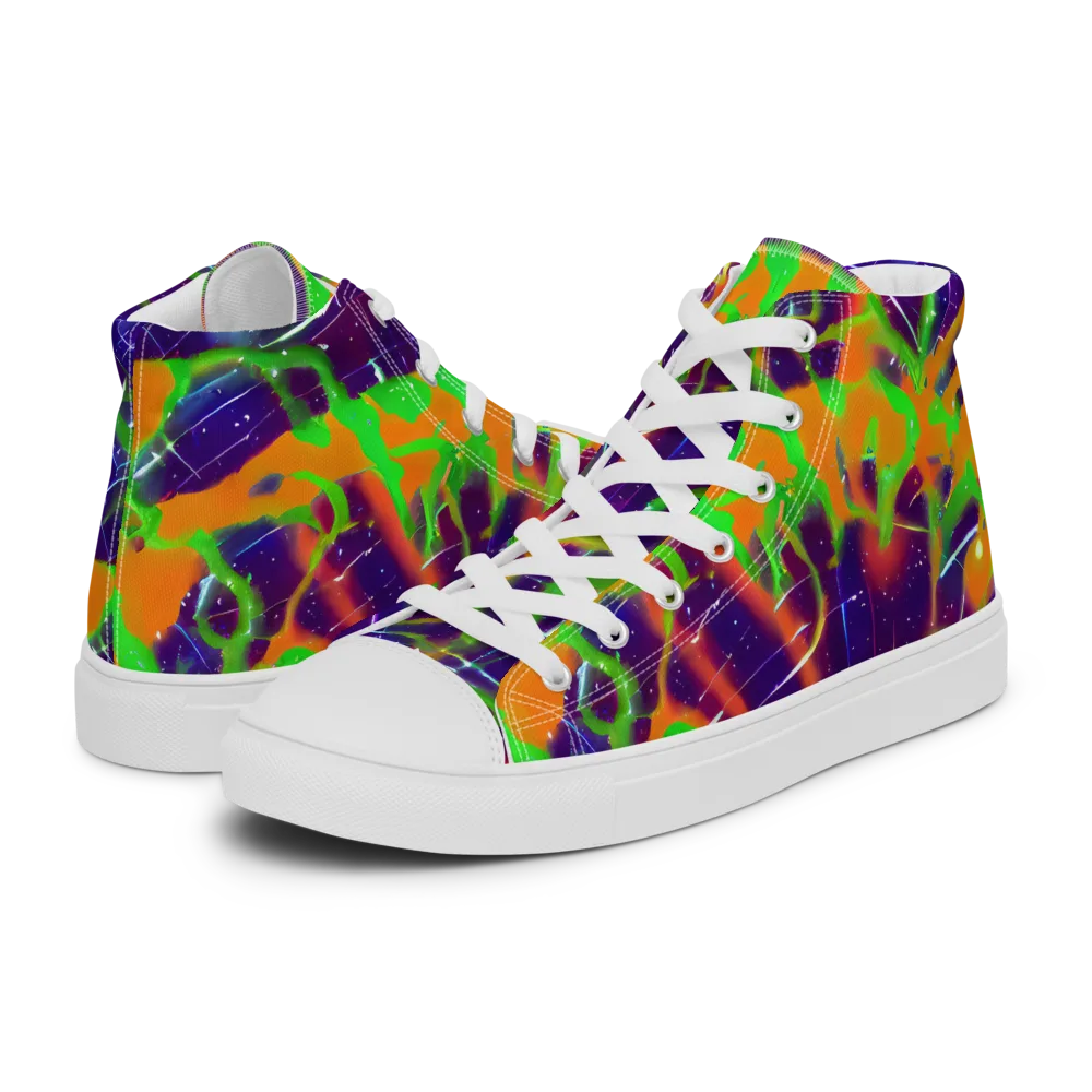 Galactic Acid on Women's High Top Canvas Shoes — Left