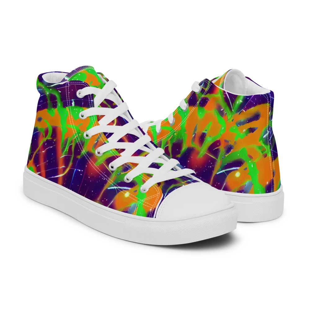 Galactic Acid on Women's High Top Canvas Shoes — Right
