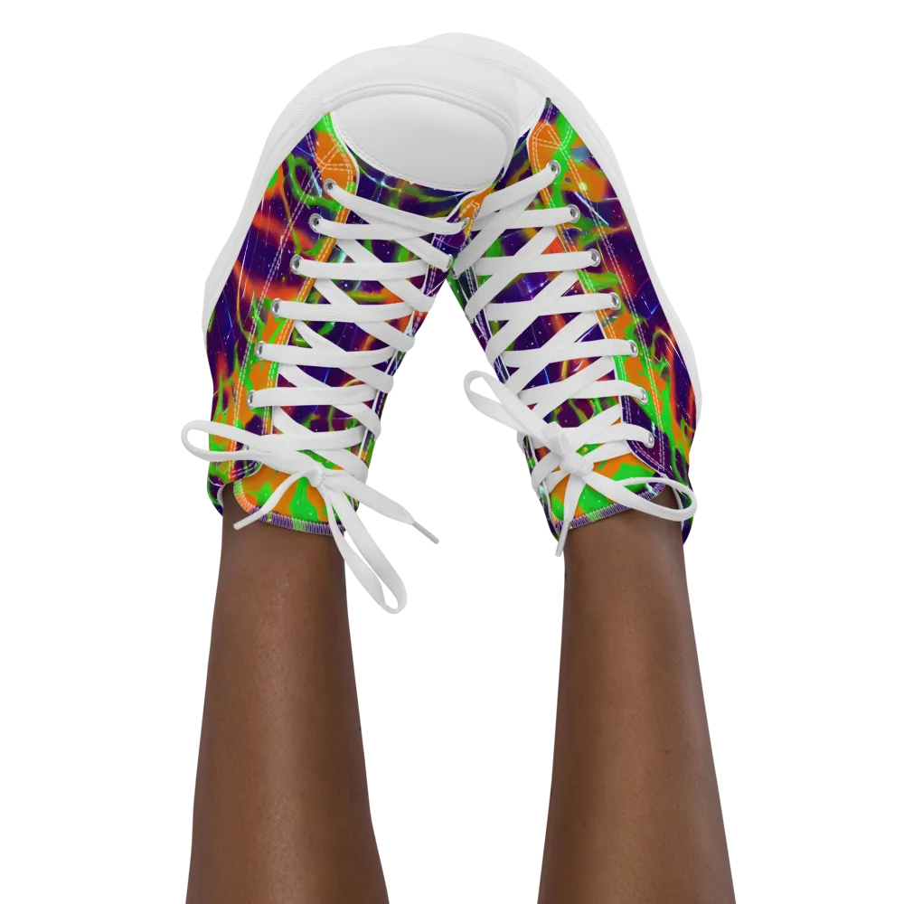 Galactic Acid on Women's High Top Canvas Shoes — Front