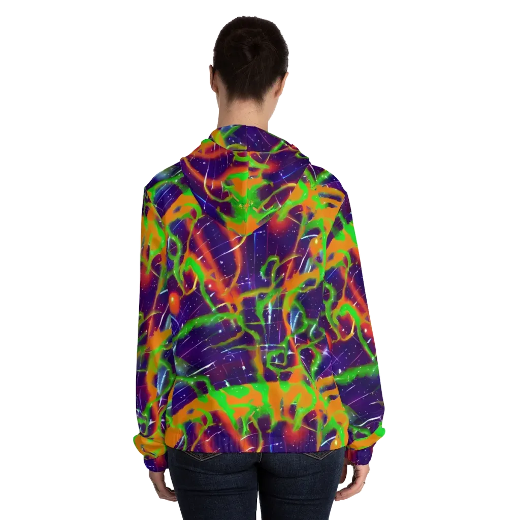 Galactic Acid on Women's Full-Zip Hoodie — Back On Person
