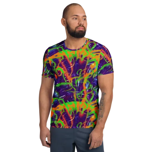 Galactic Acid on a Men's Athletic T-Shirt