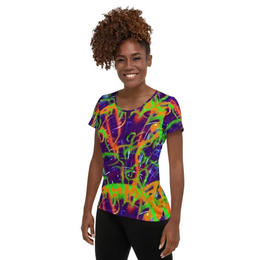 Galactic Acid on a Women's Athletic T-Shirt
