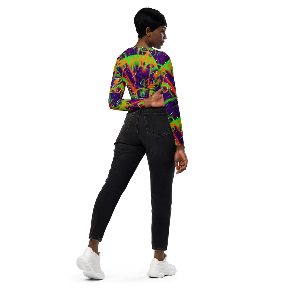 Galactic Acid on Long Sleeve Crop Top — Right Back