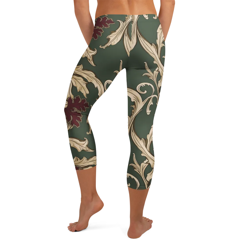 Garnet Scroll on Capri Leggings — Back