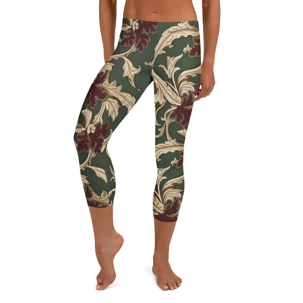 Garnet Scroll on Capri Leggings — Front