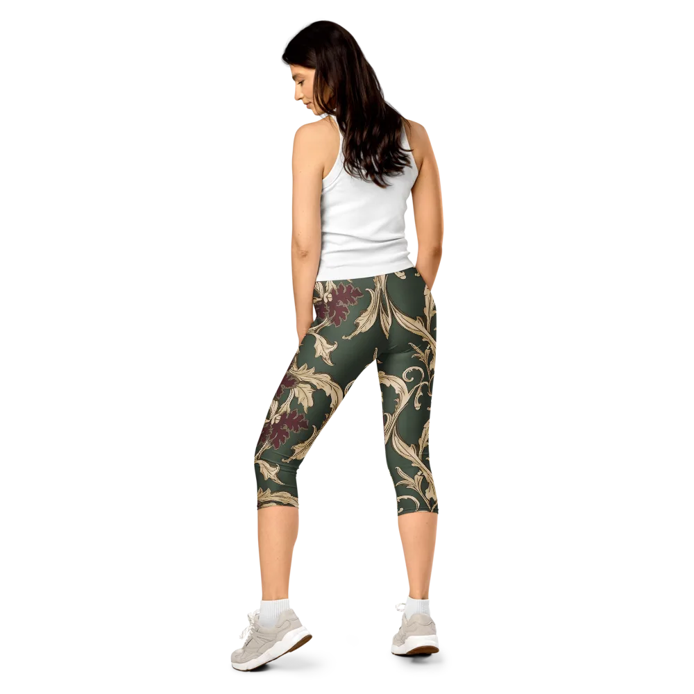 Garnet Scroll on Capri Leggings — Back