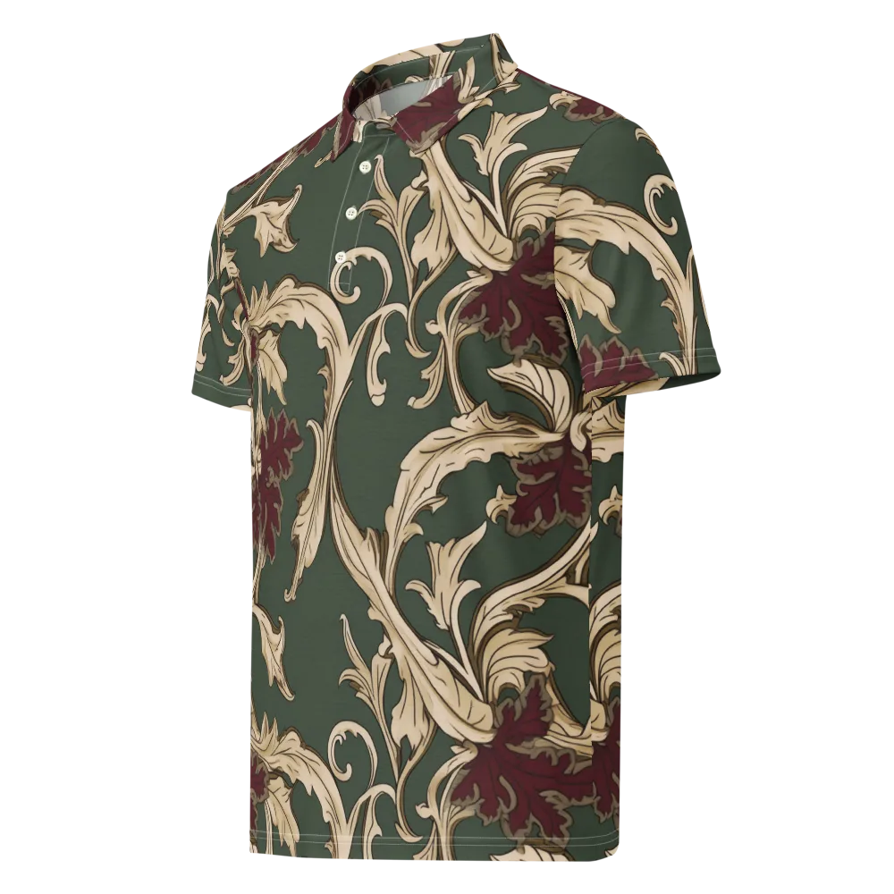 Garnet Scroll on Men's Slim Fit Polo Shirt — Left Front