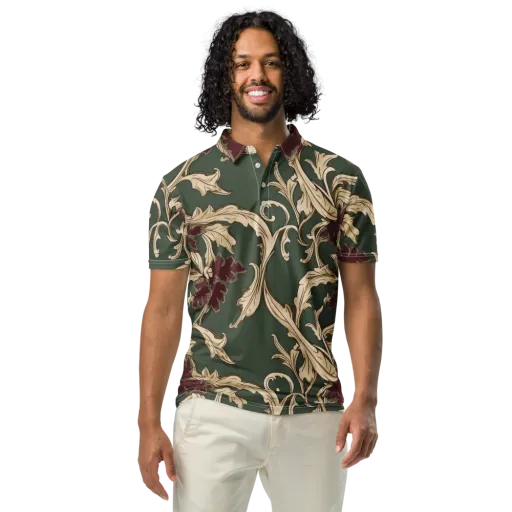 Garnet Scroll on a Men's Slim Fit Polo Shirt