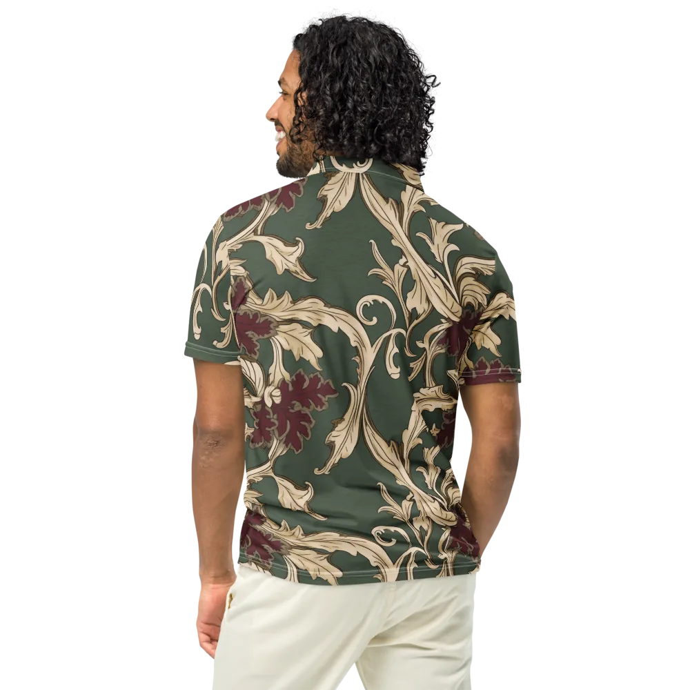 Garnet Scroll on Men's Slim Fit Polo Shirt — Back