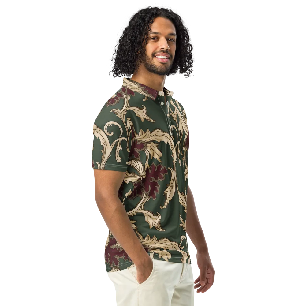 Garnet Scroll on Men's Slim Fit Polo Shirt — Right Front