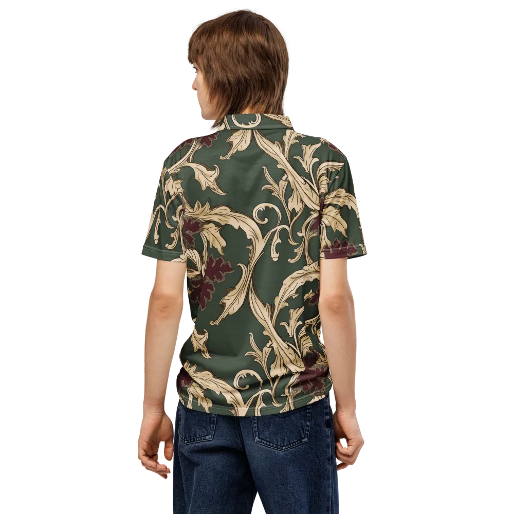 Garnet Scroll on Men's Slim Fit Polo Shirt — Back