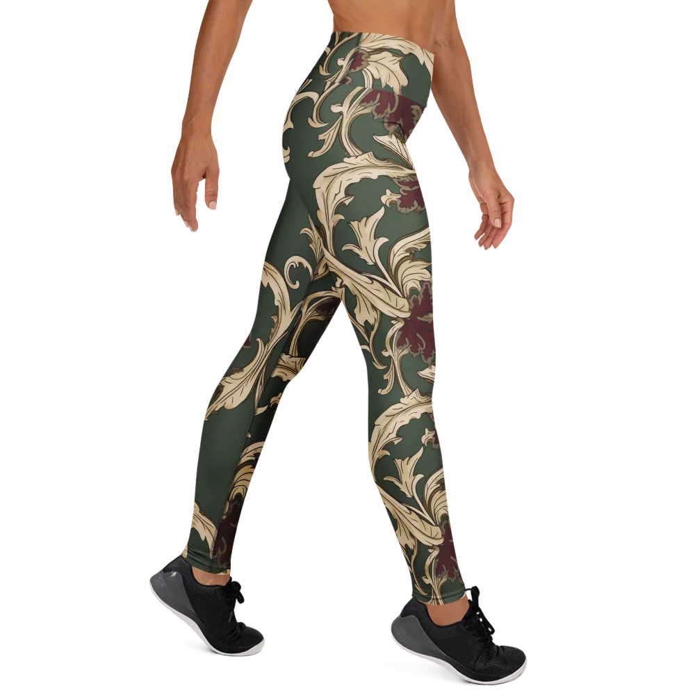 Garnet Scroll on Yoga Leggings — Right