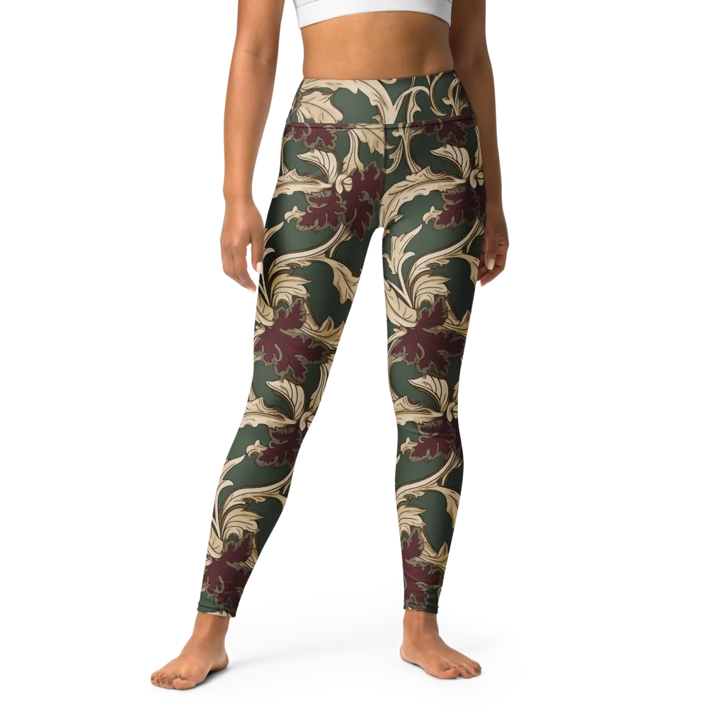 Garnet Scroll on Yoga Leggings — Front