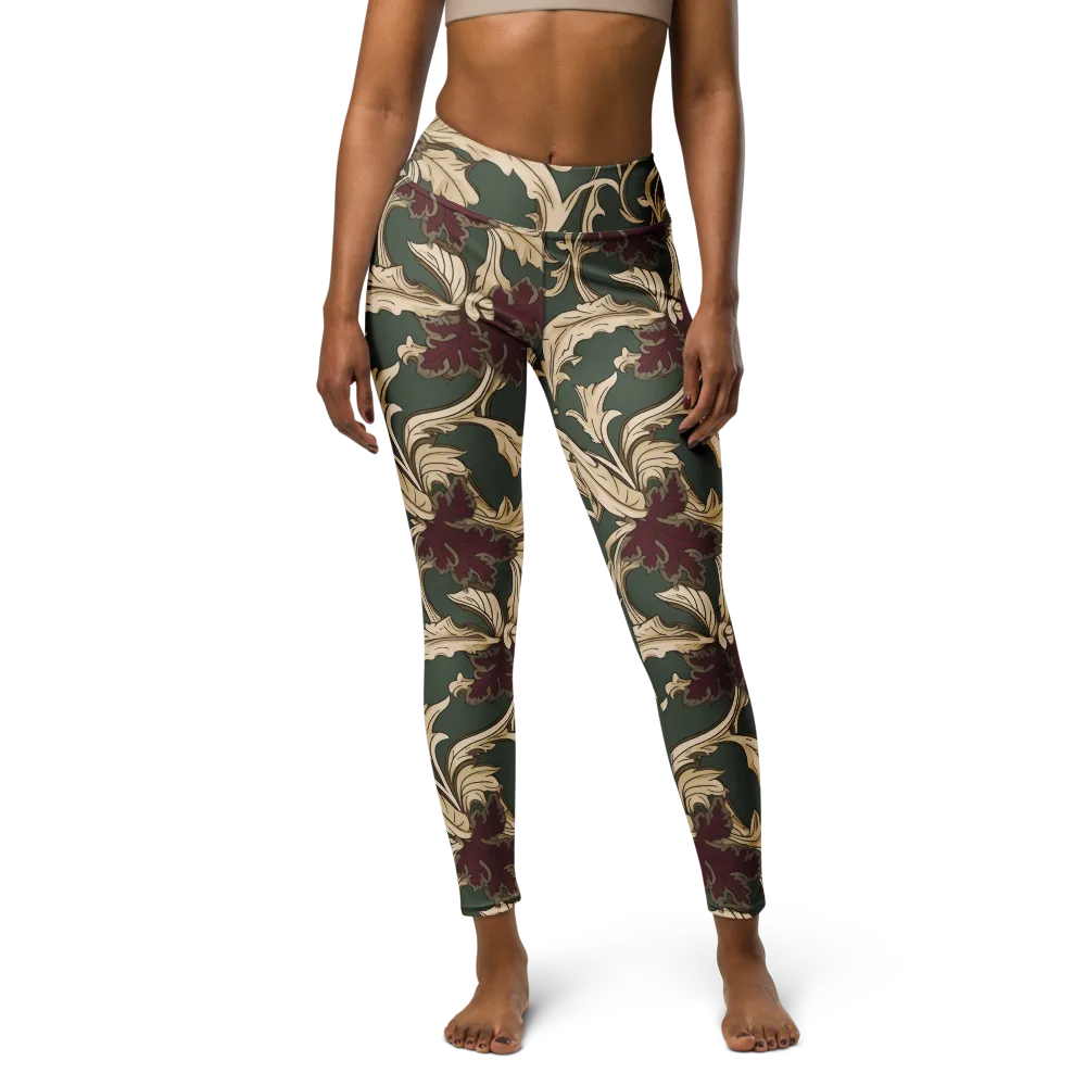 Garnet Scroll on Yoga Leggings — Front