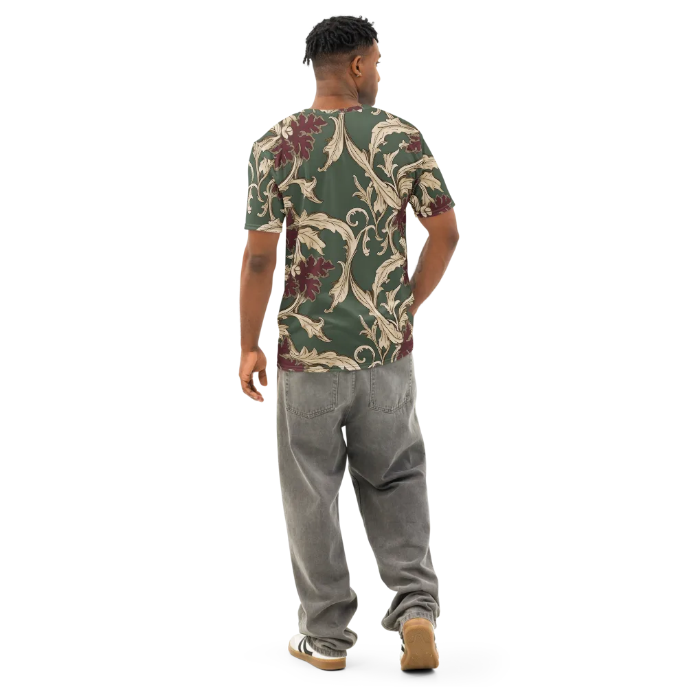 Garnet Scroll on Men's Cotton Crew Neck T-Shirt — Back