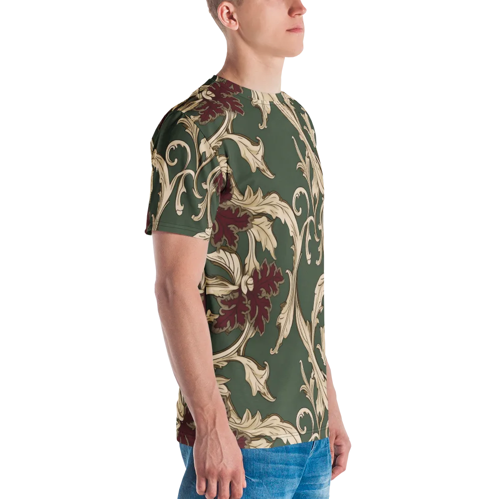 Garnet Scroll on Men's Crew Neck T-Shirt — Right