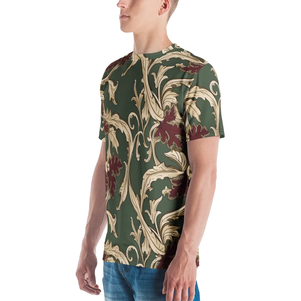 Garnet Scroll on Men's Crew Neck T-Shirt — Left