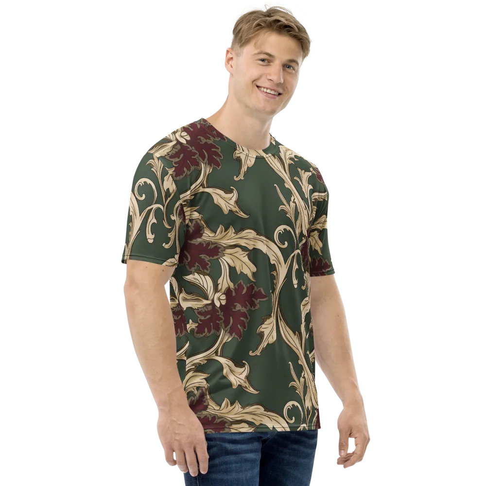 Garnet Scroll on Men's Crew Neck T-Shirt — Right