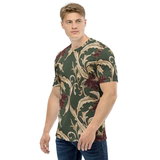 Garnet Scroll on a Men's Crew Neck T-Shirt