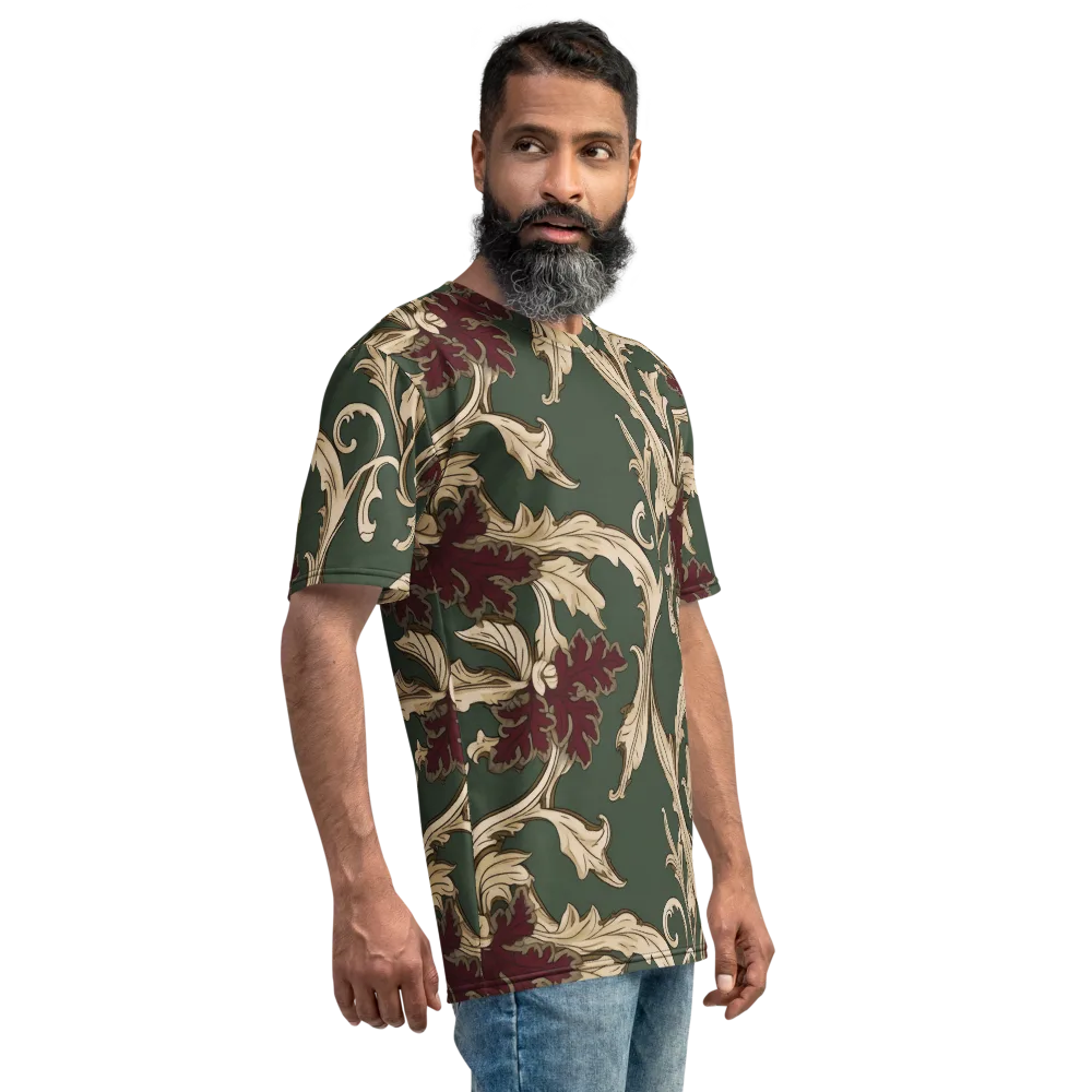 Garnet Scroll on Men's Crew Neck T-Shirt — Right