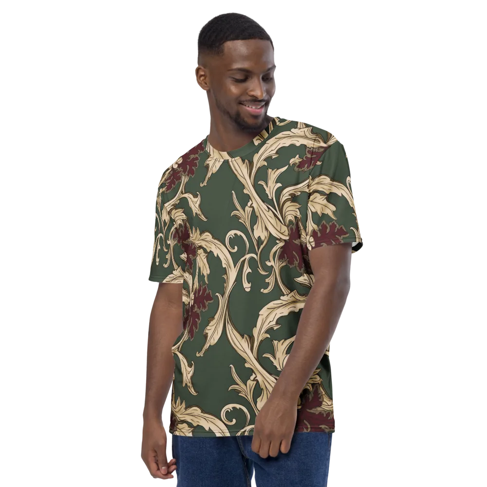 Garnet Scroll on Men's Crew Neck T-Shirt — Left