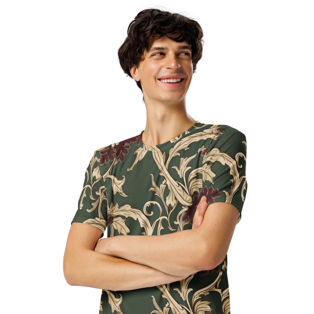 Garnet Scroll on Men's Crew Neck T-Shirt — Left Front
