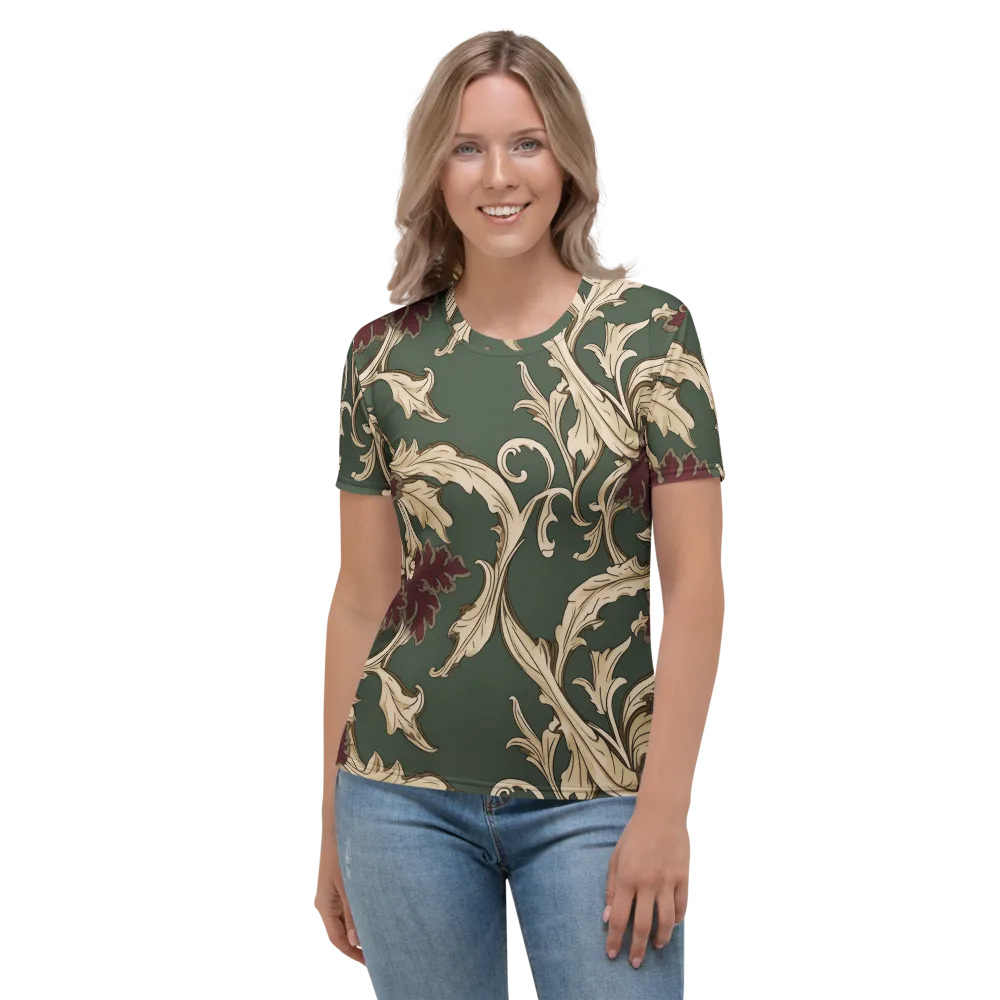 Garnet Scroll on Women's Crew Neck T-Shirt — Front