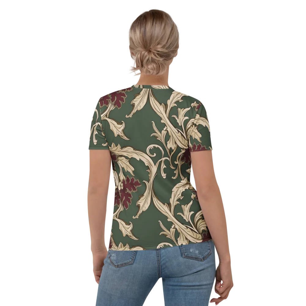 Garnet Scroll on Women's Crew Neck T-Shirt — Back