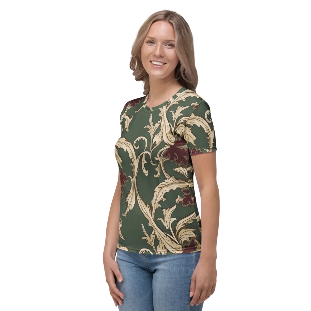 Garnet Scroll on Women's Crew Neck T-Shirt — Left