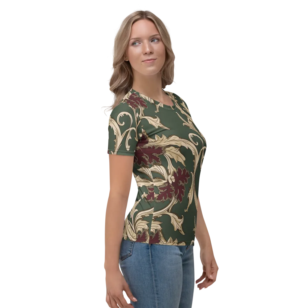 Garnet Scroll on Women's Crew Neck T-Shirt — Right