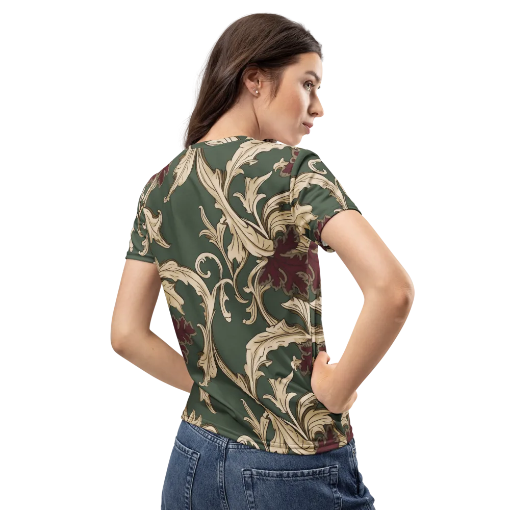 Garnet Scroll on Women's Crew Neck T-Shirt — Back