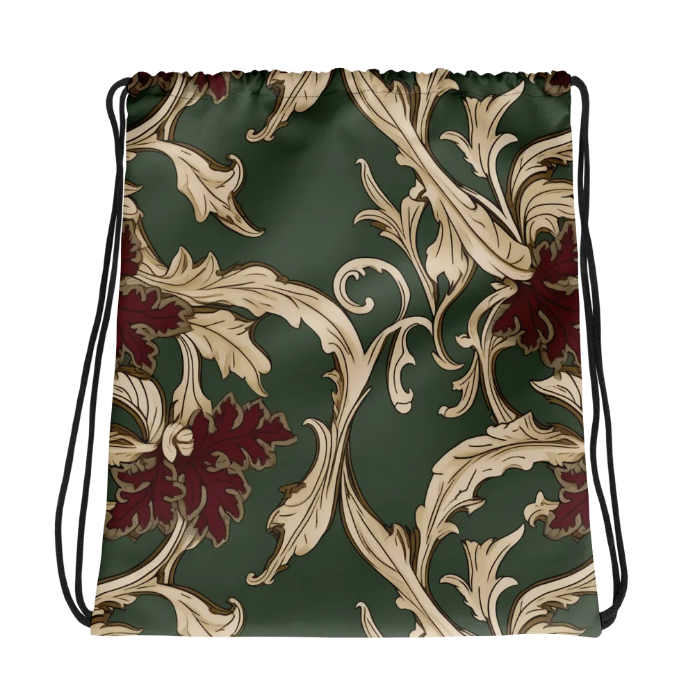 Garnet Scroll on Drawstring Bag — Photo