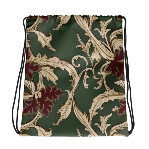 Garnet Scroll on a Drawstring Bag