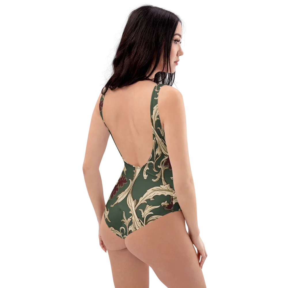 Garnet Scroll on One-Piece Swimsuit — Right Back