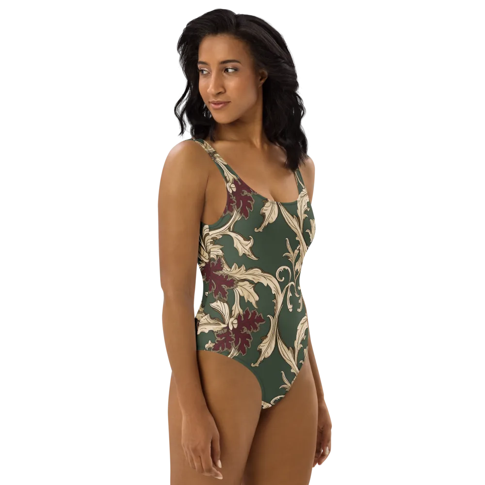 Garnet Scroll on One-Piece Swimsuit — Right