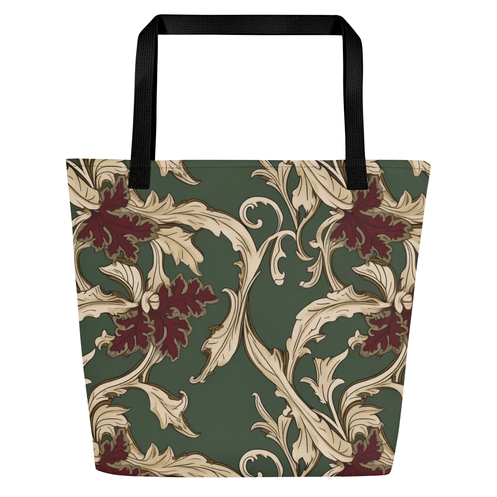 Garnet Scroll on Large Tote Bag W/ Pocket — Front