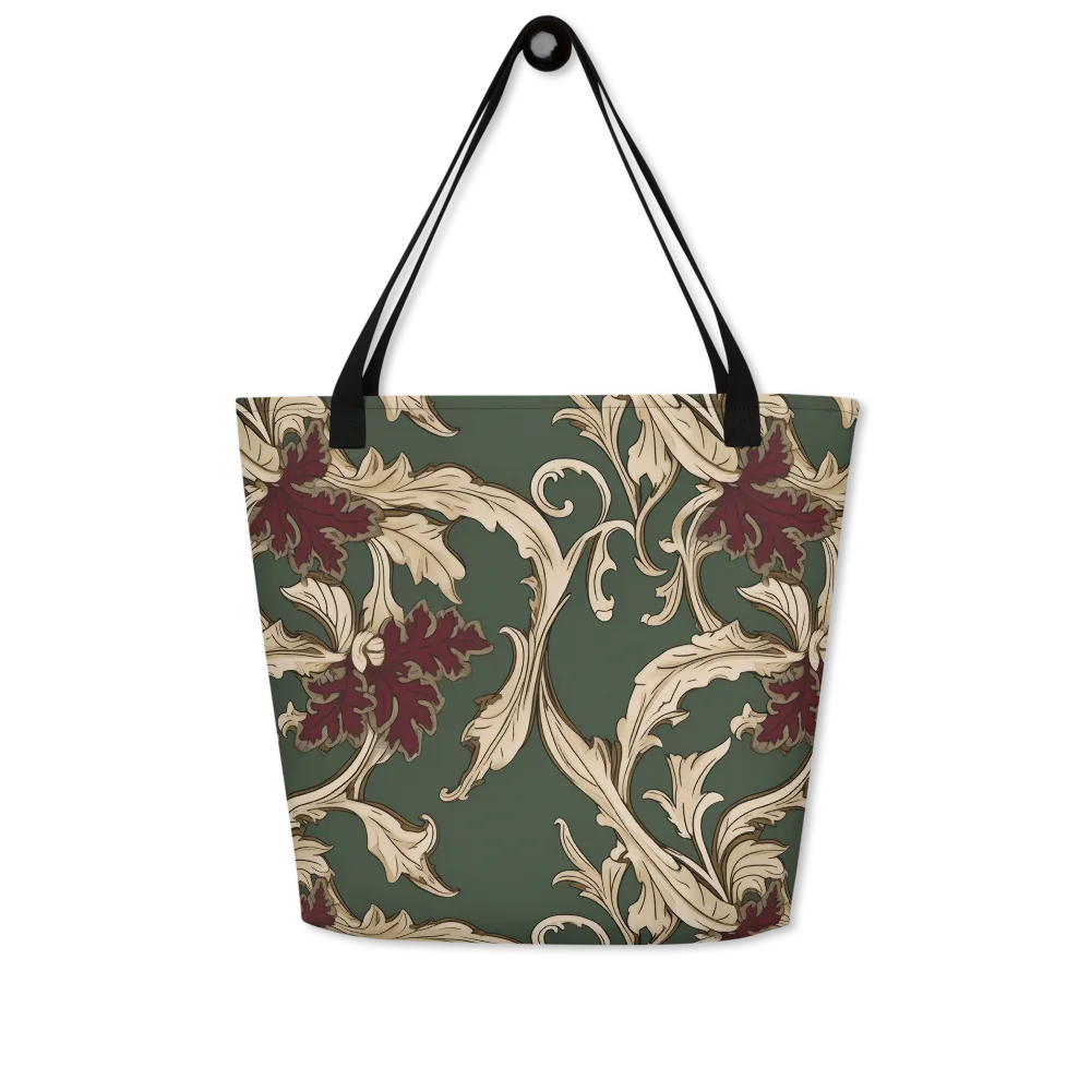 Garnet Scroll on Large Tote Bag W/ Pocket — Front
